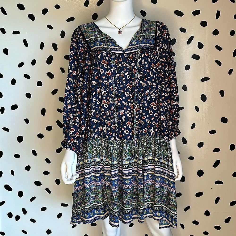 Umgee Boho Mixed Print Dress